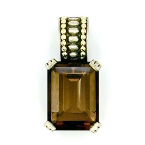 Lagos Caviar Two Tone Silver & Gold Smoky Quartz Pendant